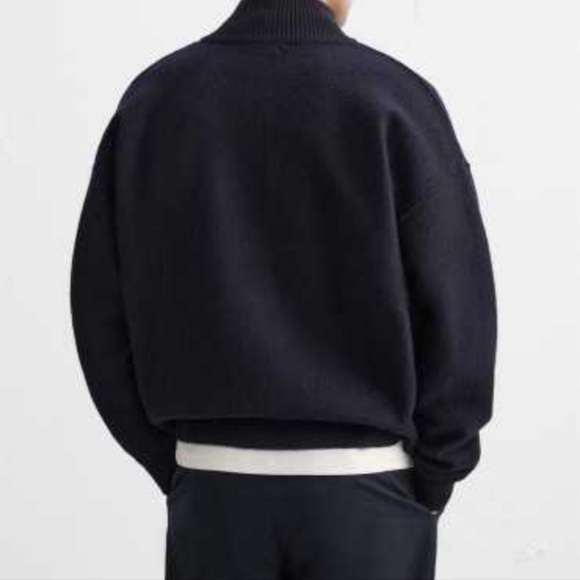 🔥NWT ZARA🔥 Navy Blue 100% Wool Zip-up Jacket - Picture 3 of 10